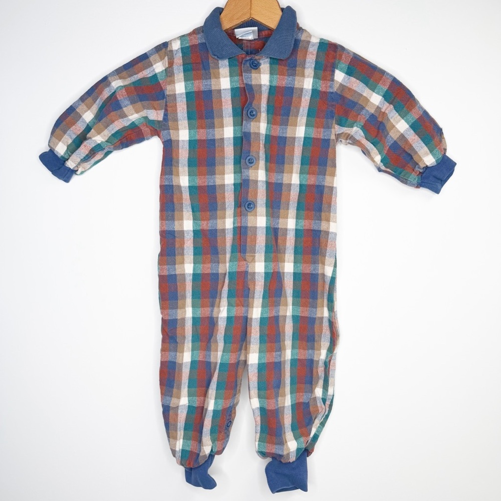 Vintage Baby B’Gosh Made in USA Flannel One Piece‎ Jumpsuit Size 24 Months